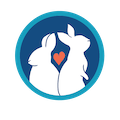 Two rabbits in a circle with a heart